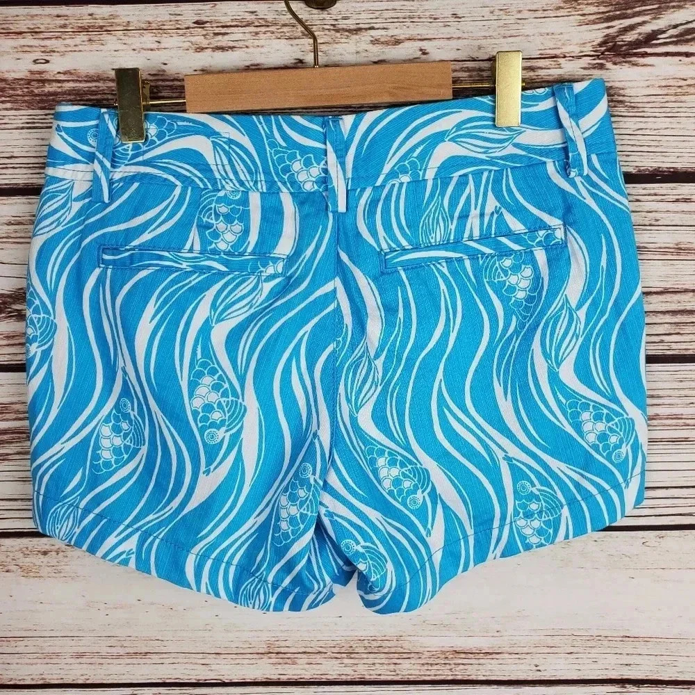 Lilly Pulitzer Womens Size 2 Blue/WhiteJoe Fish Callahan Shorts - Picture 6 of 10